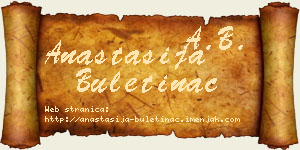 Anastasija Buletinac vizit kartica